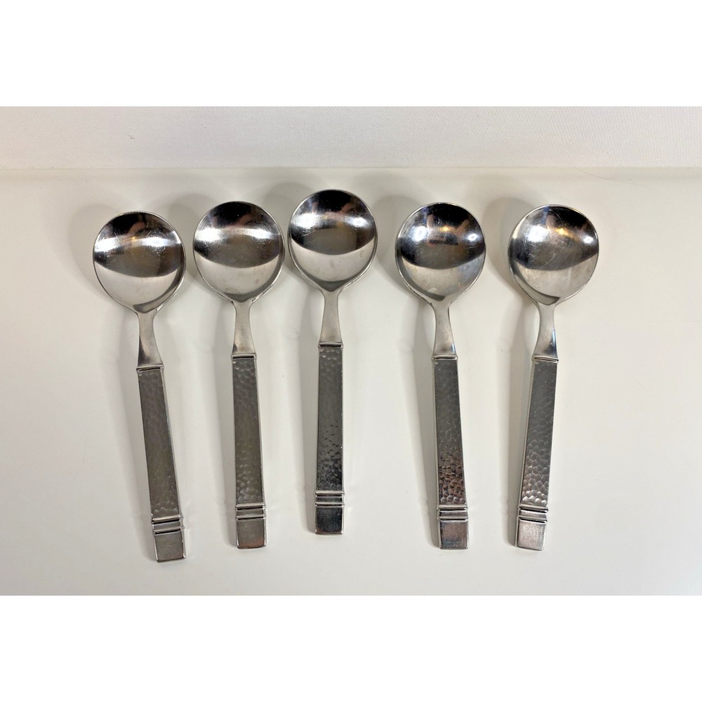 Towle Patina Hammered Stainless 5 Sugar Spoons 18-8 Japan Georgian House 6"